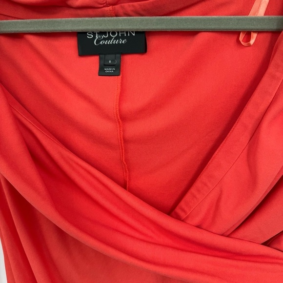 St. John Couture Surplice Drape Neck Long Sleeve Blouse Shirt Top Orange Size 8 - Picture 5 of 9